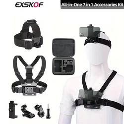 7-in-1 Action Camera Accessories Set Phone Head Strap Chest Strap Mount Adjustable POV Shooting For GoPro Hero 13 12 11 10 Phone