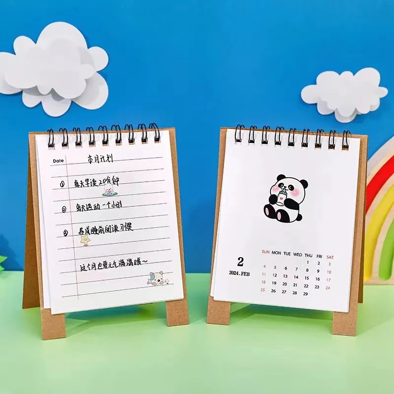 2024 Calendar Simple Desk Fresh Cute Animal Mini Desktop Note Coil Calendar For Book Office School Supplies