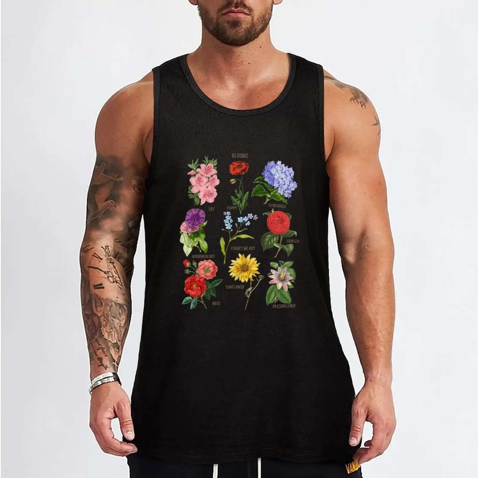 Vintage Blooms Botanical Flower Floral Chart Tank Top Sports clothing Bodybuilding shirt