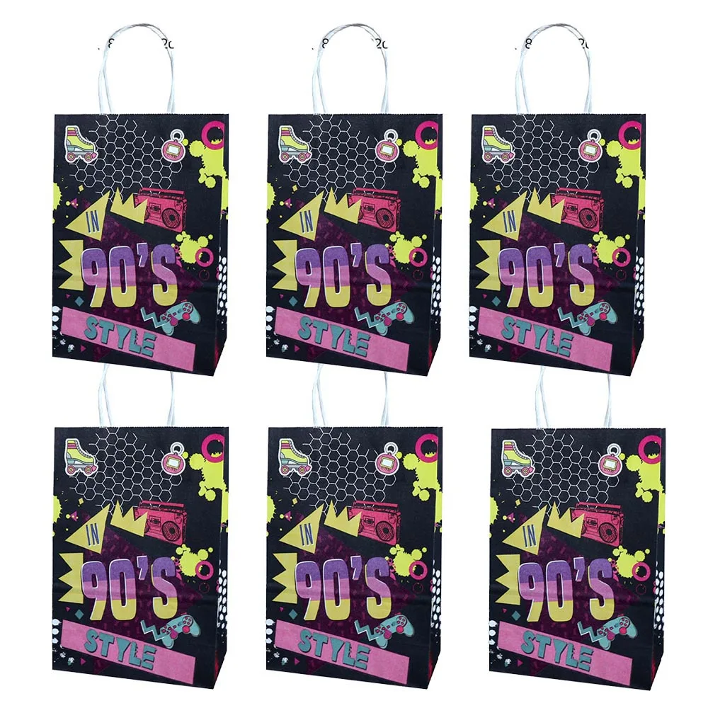 90s party decorations 90’s Paper Bags with Handles Party Gift birthday decorations 90’s Women Men Friend Birthday Candy Bager