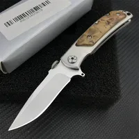 Bearing Flipper Folding Knife 440C Blade 420 Steel Inlaid with Shadow Wood Handle Outdoor Pocket EDC Knives Survival Hunter Tool