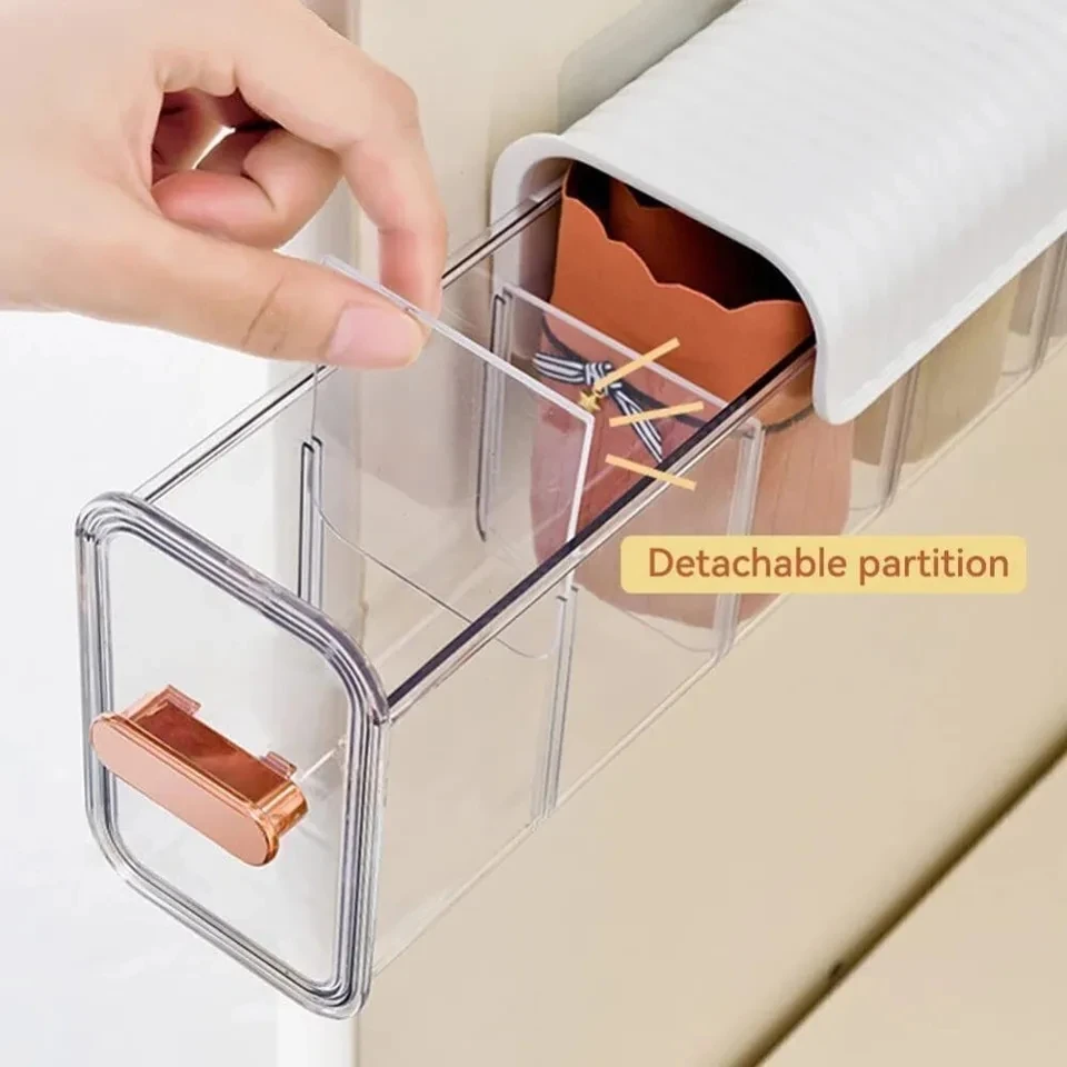 Wall Mounted Transparent Underwear Panties Storage Box Punch-Free Closet Organizer Box Socks Bedroom Storage Organizer New