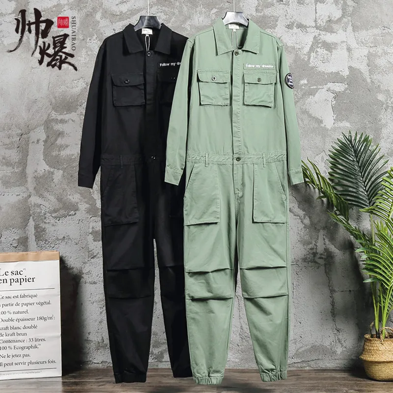 

Мужские повседневные брюки в стиле ретро в японском стиле, свободная рабочая одежда с несколькими карманами, комбинезоны, модные брюки из девяти предметов в стиле ретро