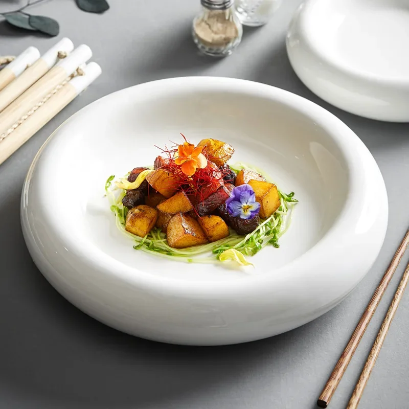 White Hotel Dishes Creative Nordic Tableware Home Porcelain Net Red Individualized Dishes Western Food French Food Set Dishes