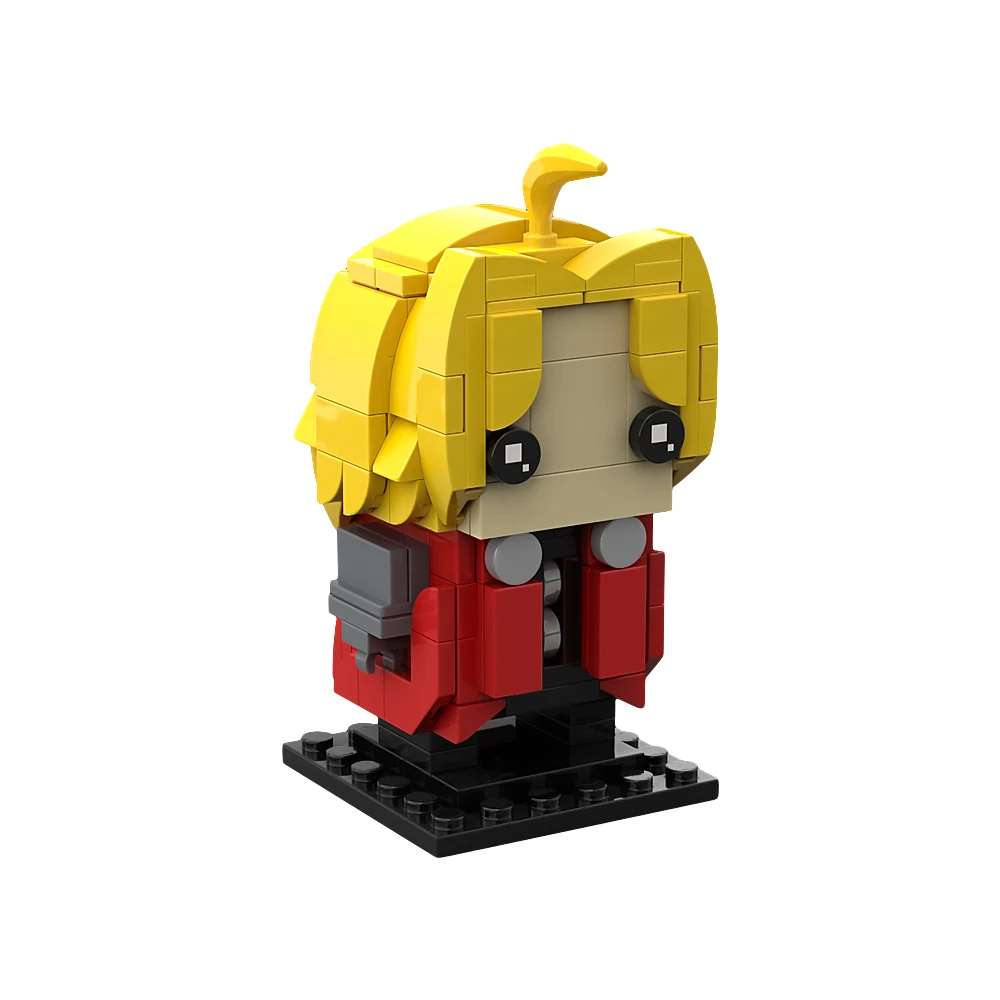 Moc Fullmetal Alchemist Edward "ed" Elric Brick headz Baustein Anime Charakter Puppe DIY Ziegel Spielzeug Kinder Weihnachts geschenk