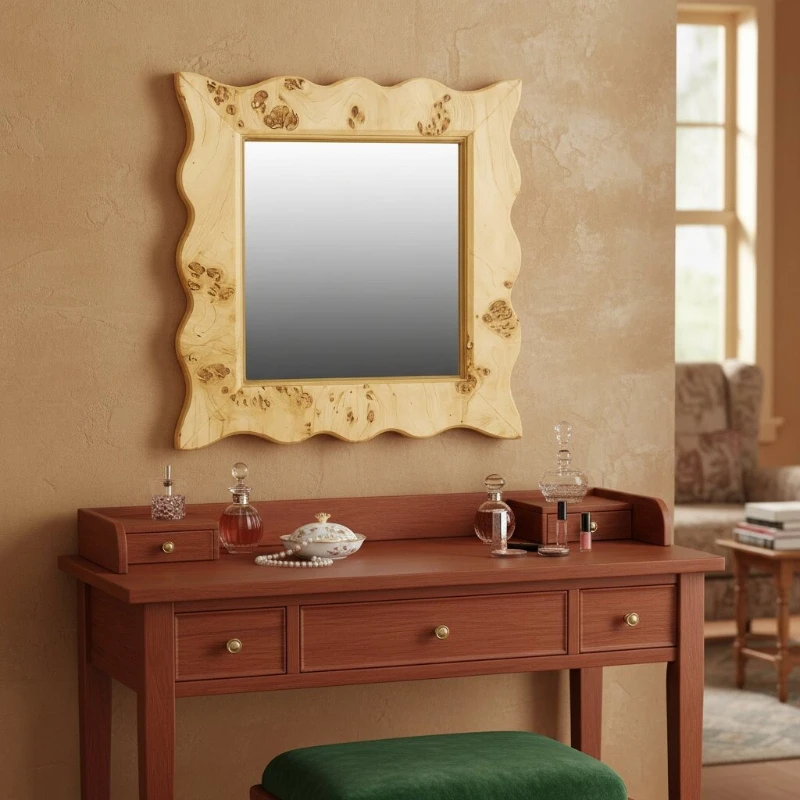 

French pomegranate dressing mirror tree pomegranate pattern medieval retro old money style high-definition ultra-white full-leng