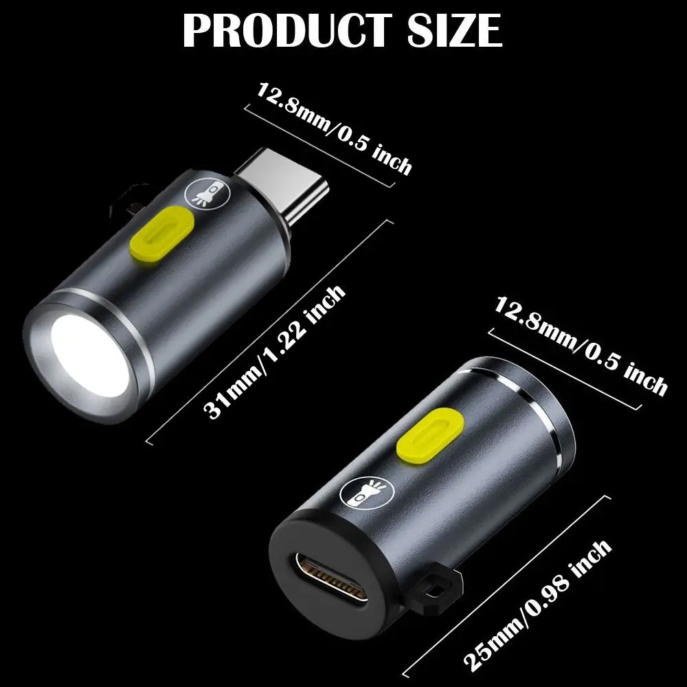230 High Lumens Type-C Mini Flashlight with Lanyard Plug and Play USB C Emergency Lamp Portable Aluminum Alloy
