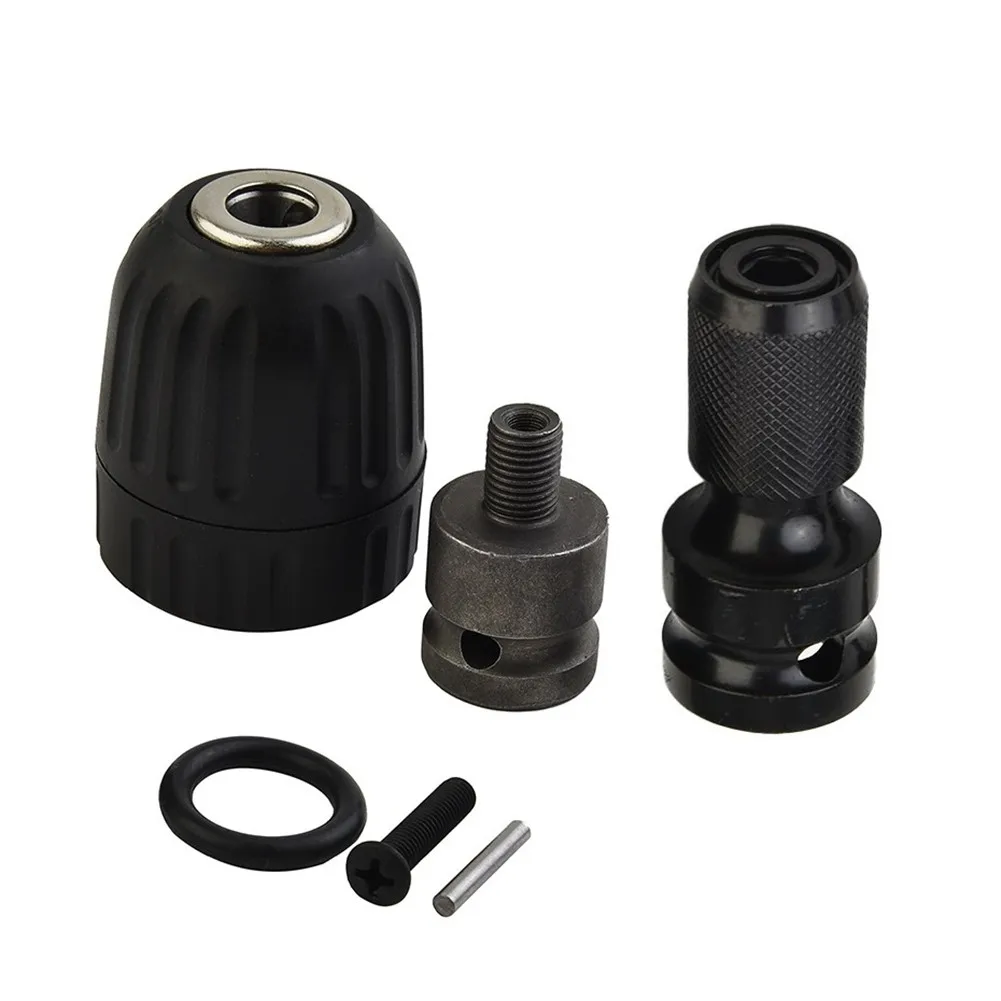 1 2 To 1 4 Hex Socket Adapter 50 *23*18mm Approx. Keyless Drill Chuck Set Clamp 3 8-24UNF Mount Metal Construction