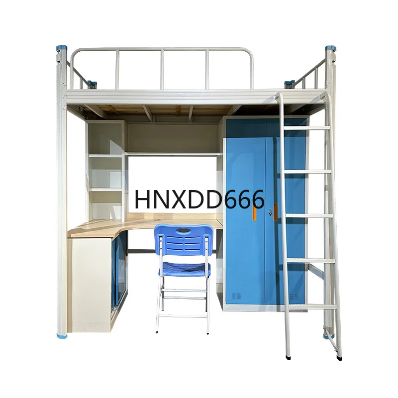 

School Adult Cabinet Desk Bunkbeds with Desk Dormitory Furniture Loft Bed
