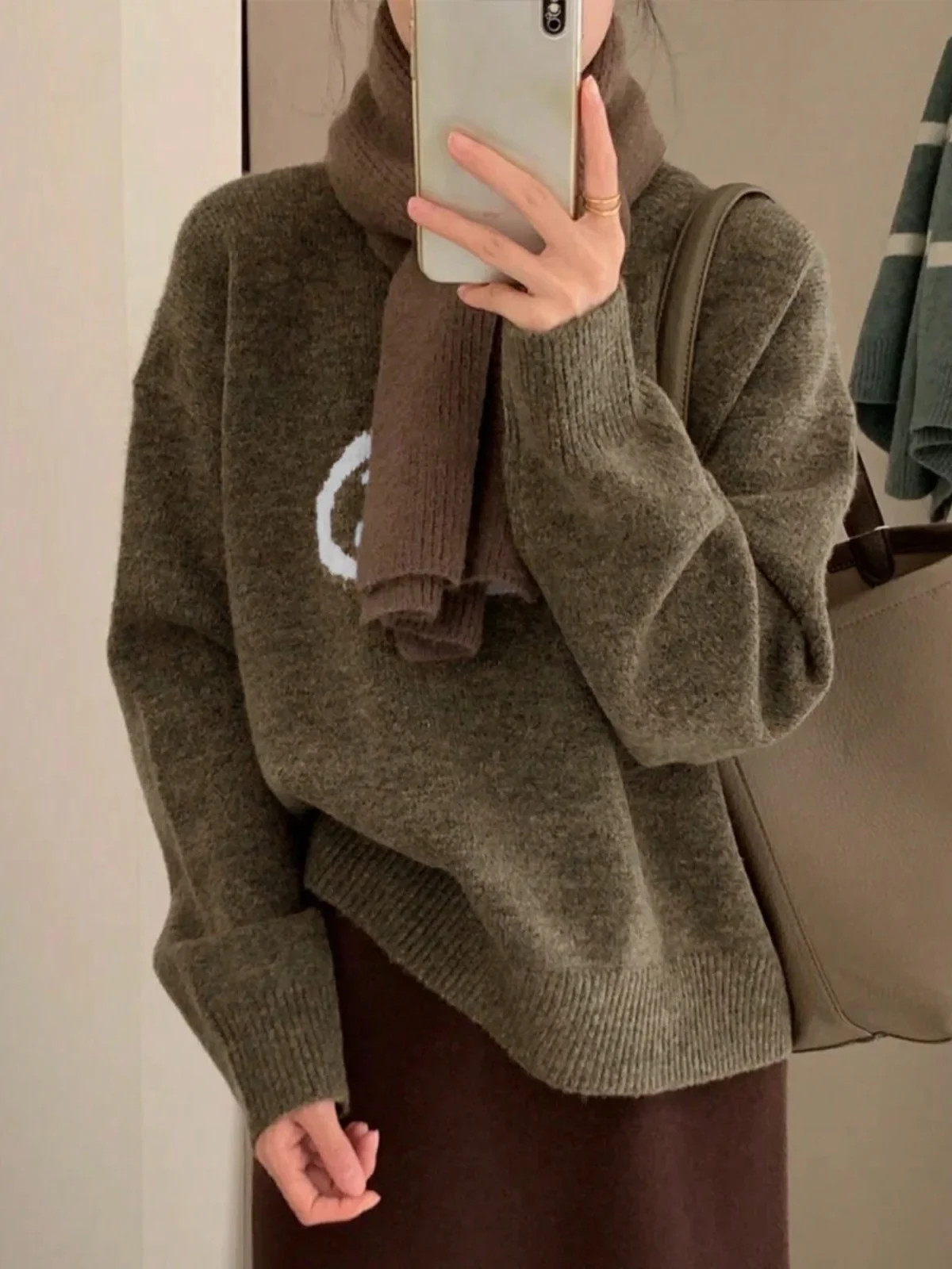 

Корейский шикарный круглый вязаный свитер, женский свободный облегающий комбинезон, осень-зима, удобный винтажный теплый свитер с подогревом