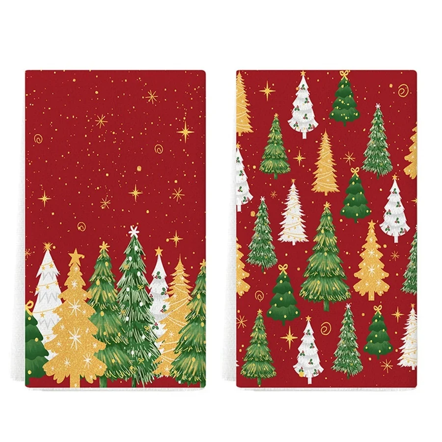 Weihnachten Küchentücher Weihnachtsbäume Küchentücher Geschirrtücher Rot Weihnachtsbäume Handtücher Party Dekoration Handtücher 2/4 Stk