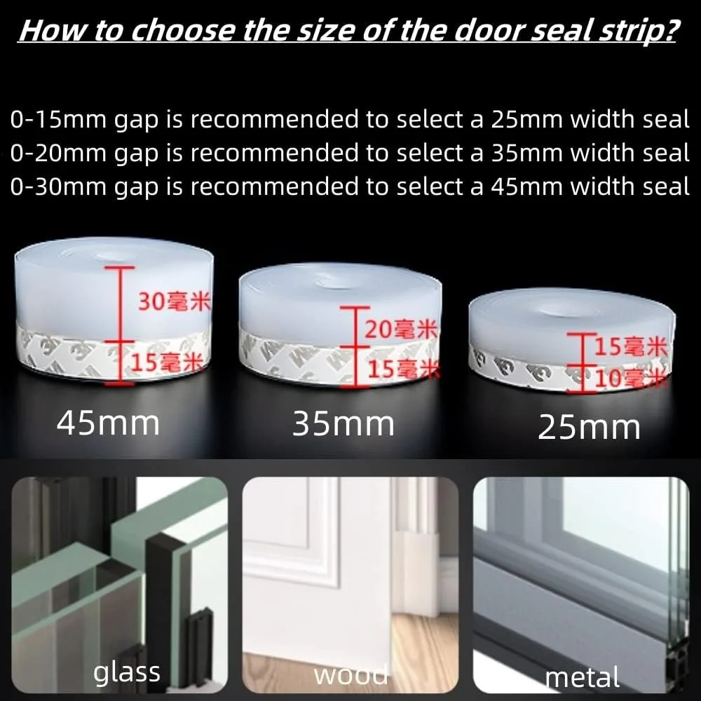 1m Multi-function Selfadhesive Door and Window Sealing Strips Windproof Insulation Door Seam Door Bottom Waterproof Rubber Strip