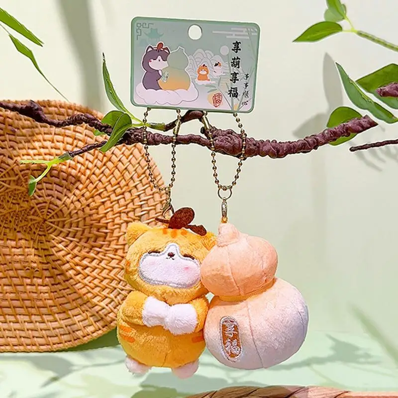 Cute Plush Keychain Cute Cat Keychain Stuffed Animals Cat With Gourd Shape Cat Stuffed Animal Cat Decorations Plush Cat Pendant