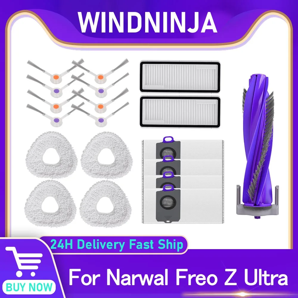 ممسحة القماش الرئيسية فرشاة الجانب فرشاة تصفية كيس لجميع الغبار ل Narwal Freo Z الترا فراغ قطع الغيار استبدال الملحقات تنظيف المنزل