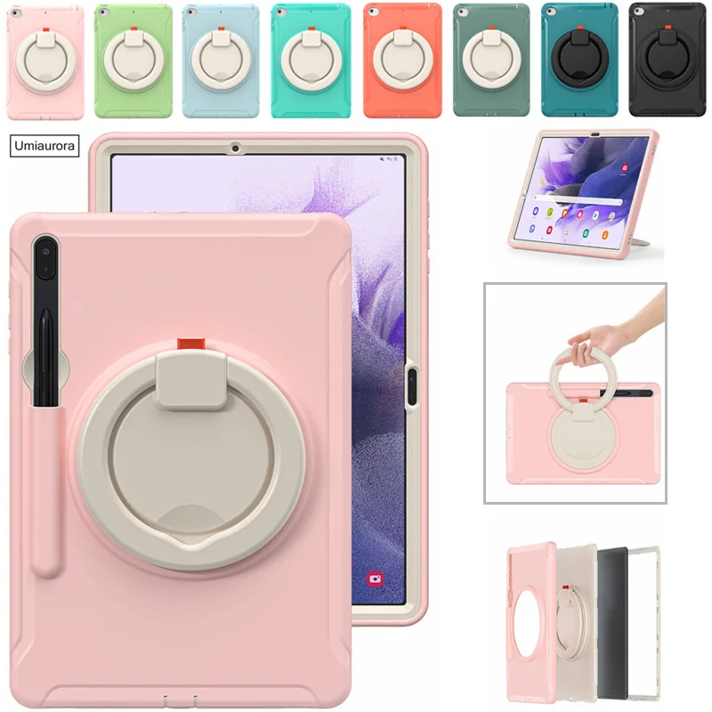 For Samsung Tab S10 FE 10.9 SM-X520 S6 S7+ S8 Plus S9 Ultra SM-X910 X820 X610 Shockproof Armor Case Pull Ring Stand Tablet Funda