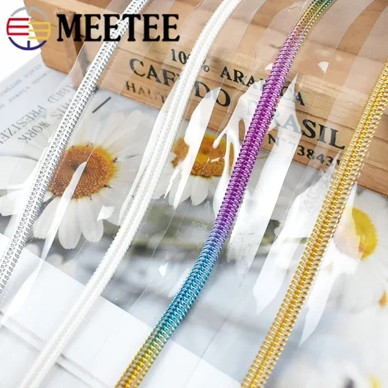 Meetee 1-5 metrów 3 # 5 # Przezroczyste wodoodporne zamki błyskawiczne ubrania płaszcz przeciwdeszczowy torby z zamkiem błyskawicznym z PVC