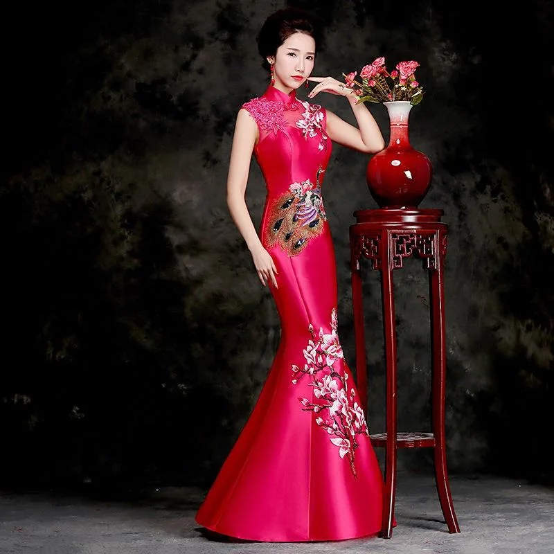 Chinese Style Qipao Sexy Women Plus Size Cheongsam Vintage Classic Chinese Dress Dragon And Phoenix Long Vestidos 3XL