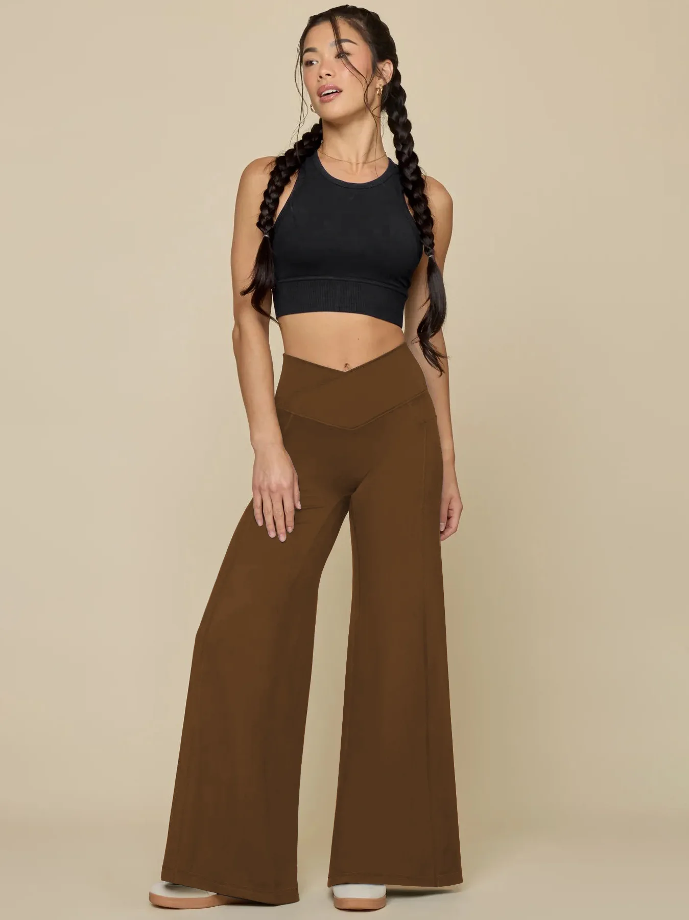 売れ筋レディーススポーツワイドレッグパンツハイウエストファッション多用途伸縮性ヨガドレープストリートコンフォートパンツ女性用