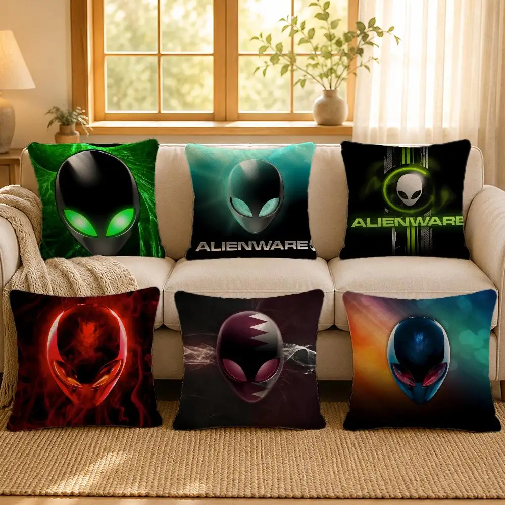 Tech Alienware Gaming Setup Cushion Cover Personalized Short Plush Soft Bedroom Sofa Home Decor Gift