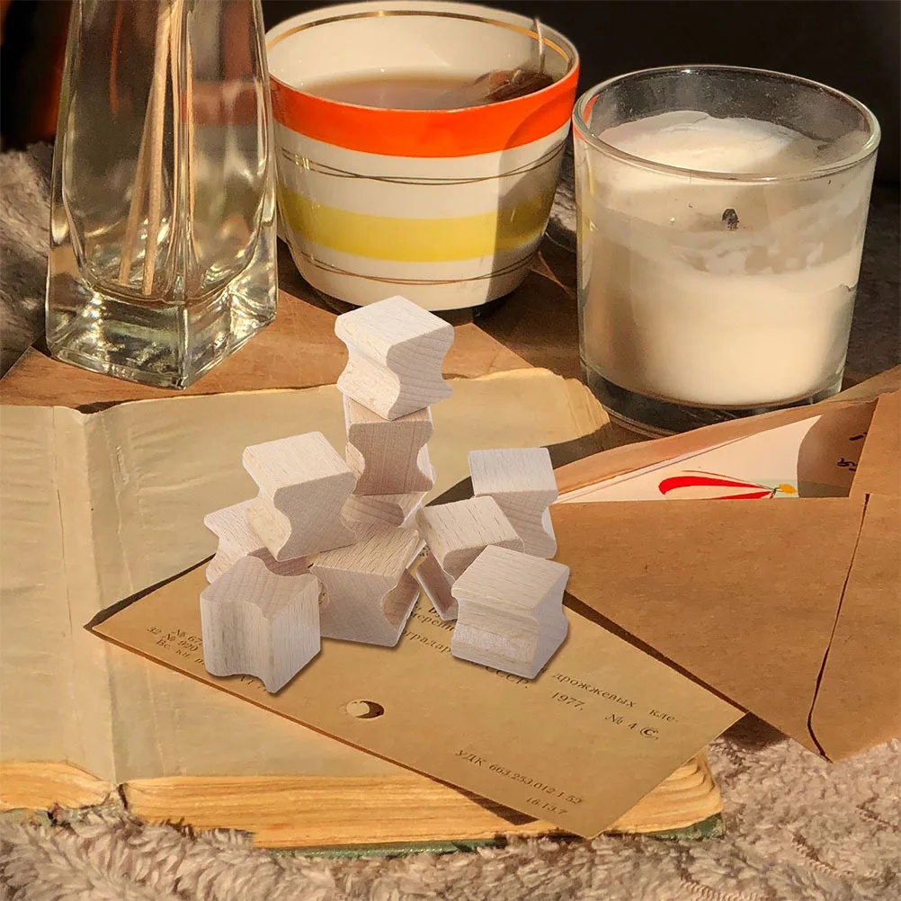 

20Pcs Wooden Stamp Blanks Small Groove Carved DIY Stamping Supplies for Crafting Scrapbooking Journaling Decorative Wood Stamper