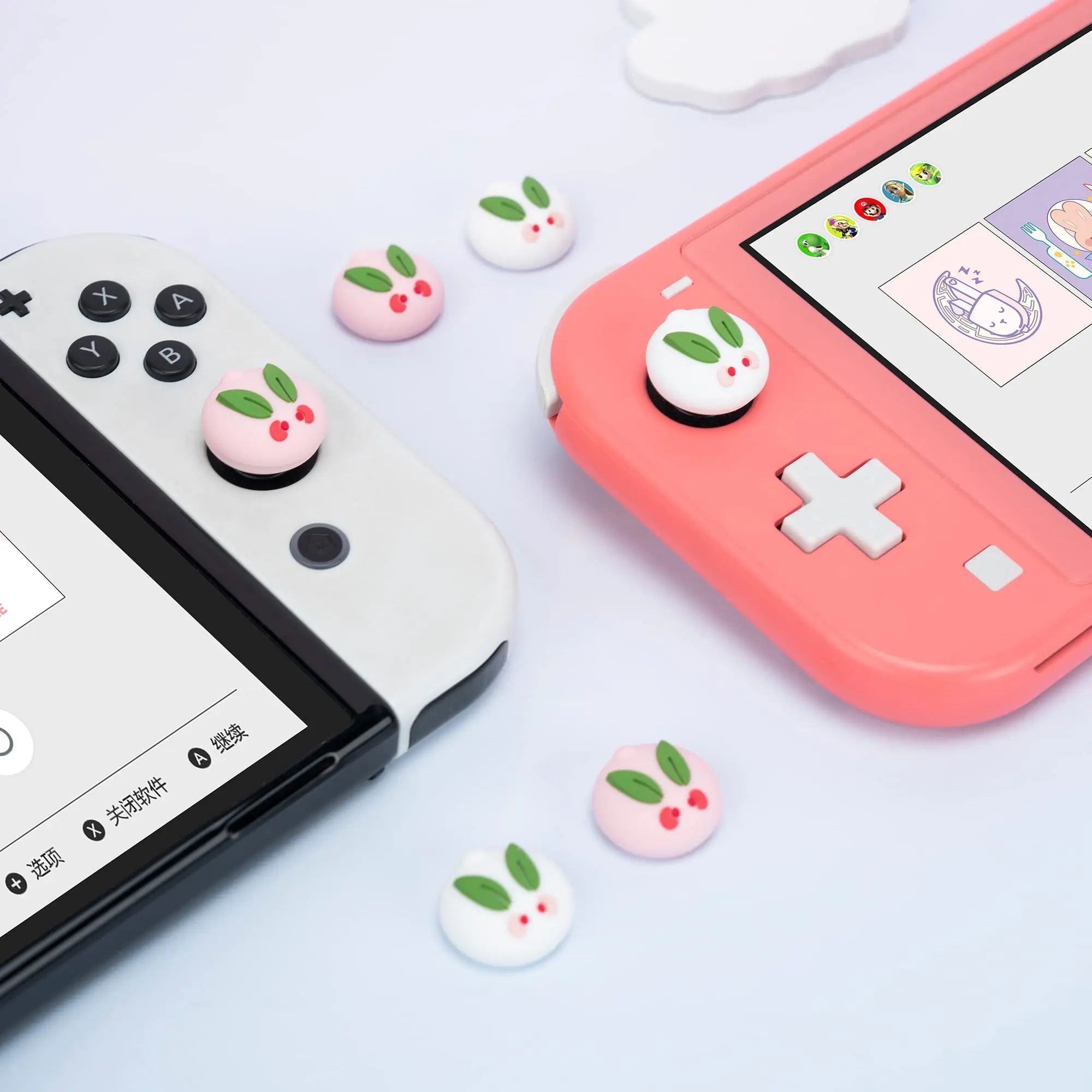 GeekShare Nakładki na kciuki z motywem uroczych zwierząt kompatybilne z Nintendo Switch/OLED/Switch Lite, Daifuku