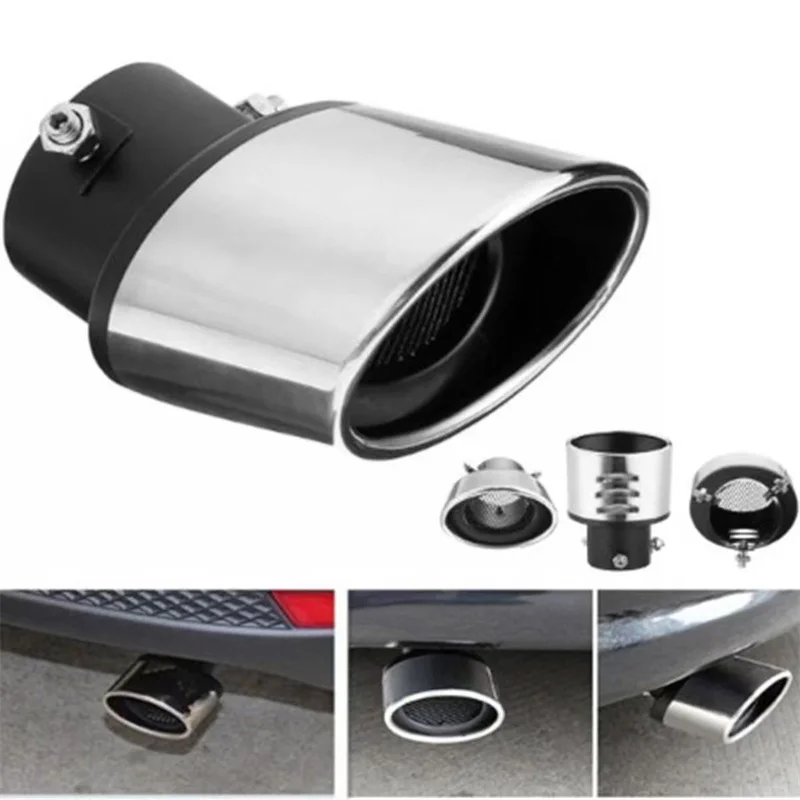 Auto general Shark belt net tail throat modified exhaust pipe tail nozzle stainless steel silenced tail throat silver black stra 