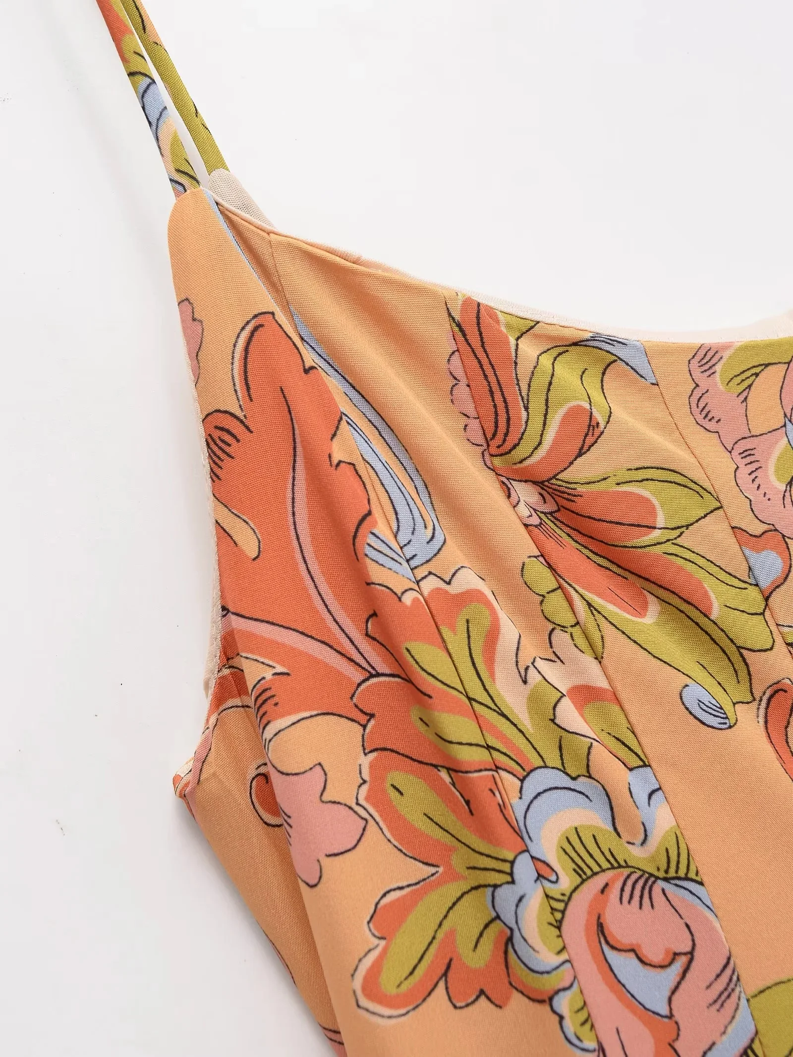 KONDALA Women Casual Print Long Cami Dress Sleeveless Backless Suspenders Long Dress 2025 Spring Summer Fashion Lady Slim Dress