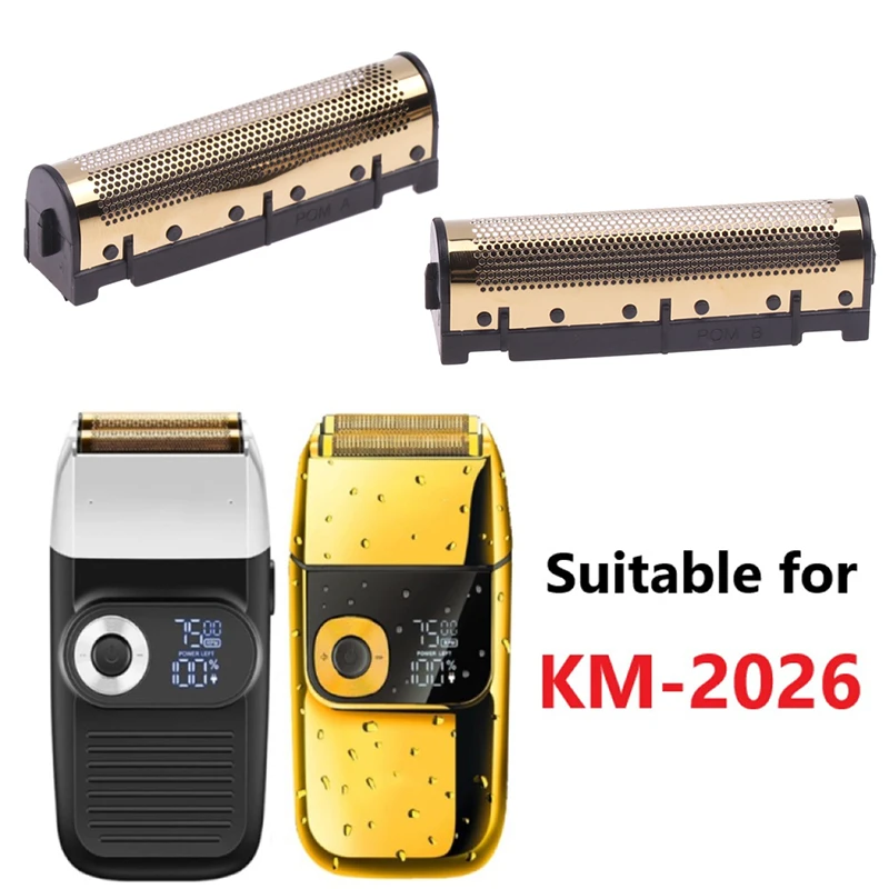 2Pcs Electric Shavers Blades Golden Foil Knife Net And Cutter Head Suitable For KM-2026 Floating Razor