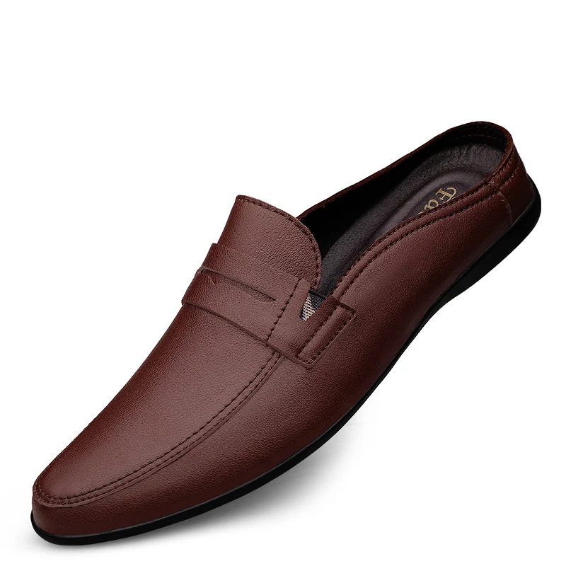 Zapatos a la moda para hombre, mocasines de cuero genuino, cómodos, antideslizantes, informales, para conducir