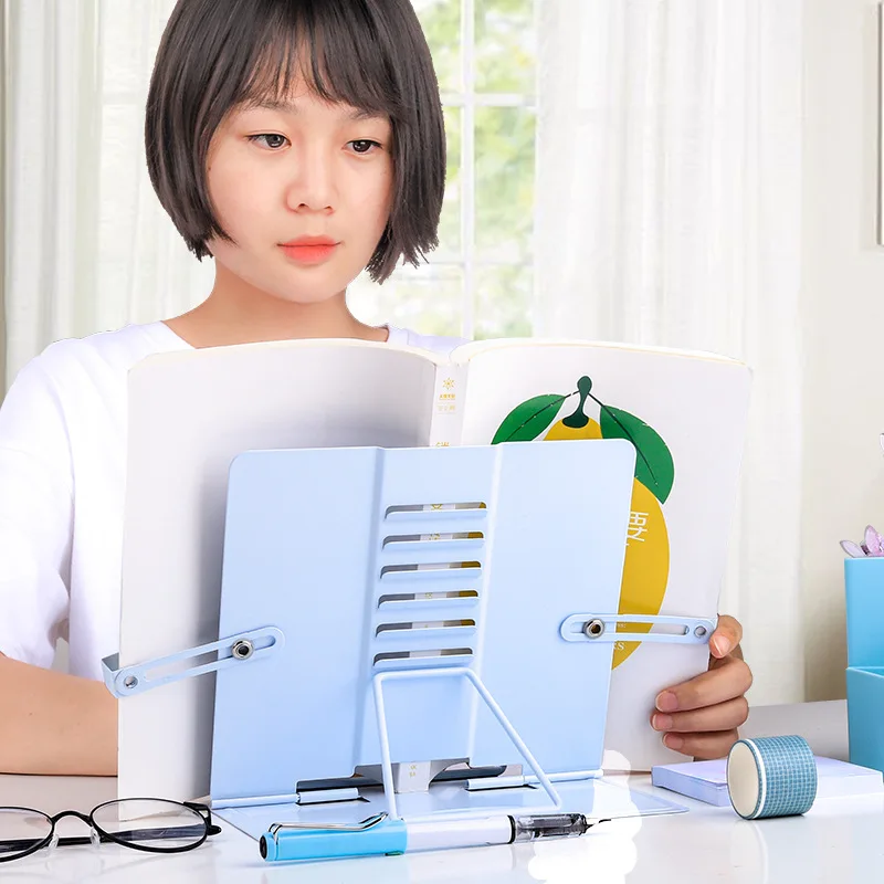 Children's Multi-Functional Reading Stand Eye Protection Folding Bookshelf 6 Adjustable Height Gears Clip-on Reading Tool