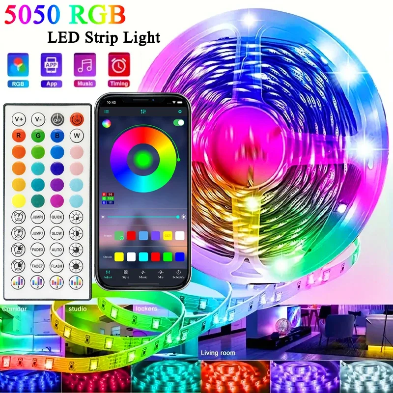 40m/131ft luzes de tira led app 44 teclas sincronização música controle remoto usb 5v rgb fita flexível para decoração do quarto tv backlight diodo