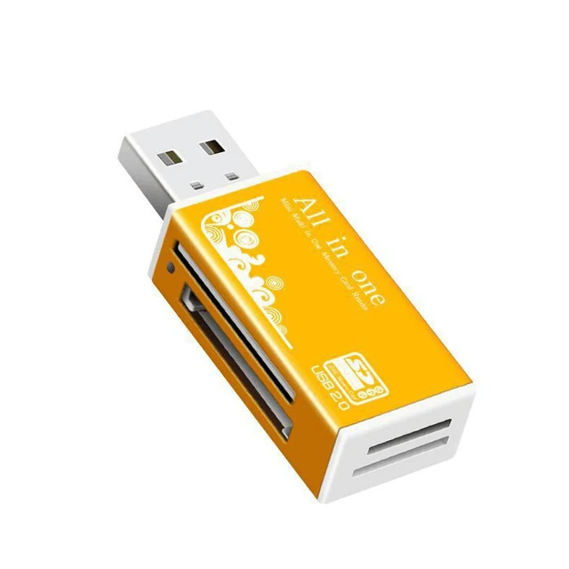 Legierungskartenleser 4 Ports USB2.0 Micro SD TF M2 MS Pro Duo MMC SDHC DV Telefonkamera Speicherkartenadapter mit LED-Anzeige