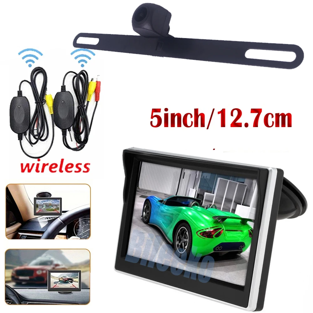 

5'' Wireless Car Backup Camera Rear View HD Parking System Night Vision Kit Set