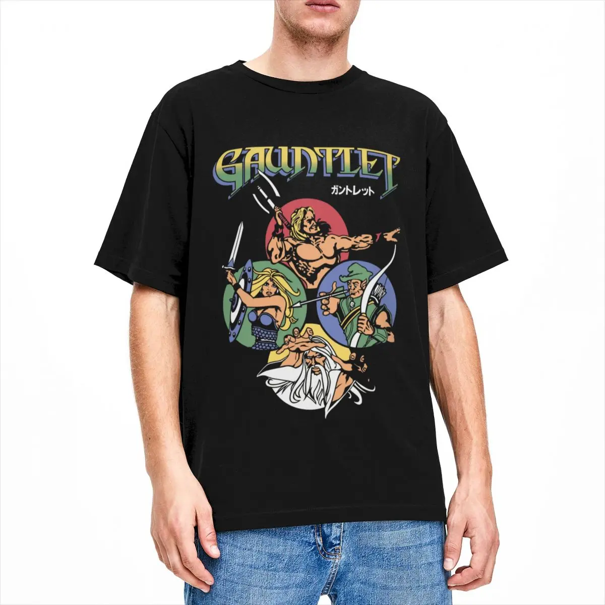 Arcade Old School Game 1985 Gauntlet Men Women\'s T Shirts Accessories Funny Tees Round Collar T-Shirt Pure Cotton Adult Clothes