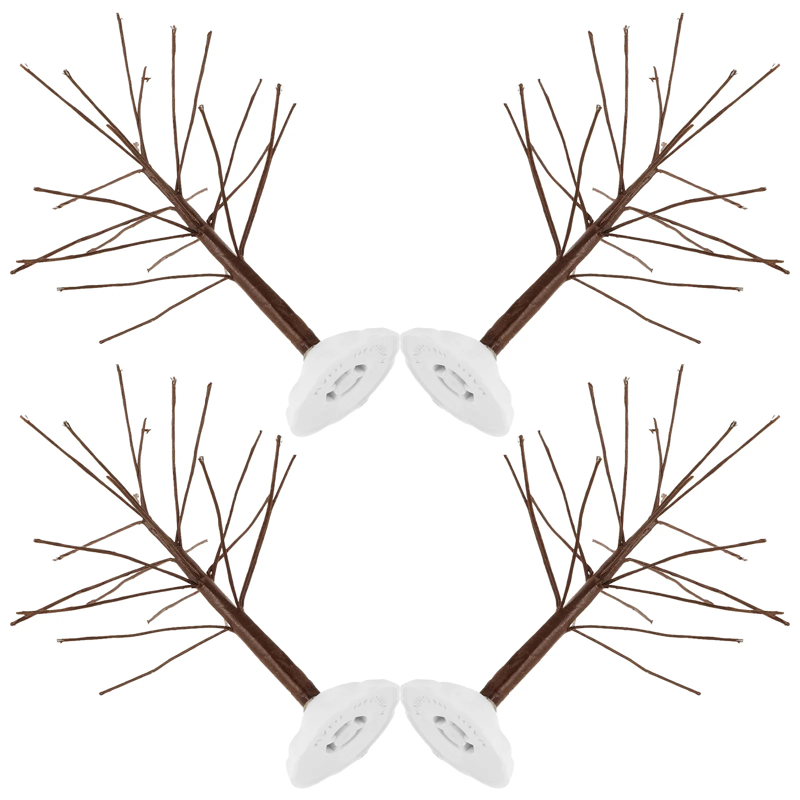 4 Pcs Simulation Tree Twig Artificial Birch Centerpiece Lit Twinkling Display Trees for Crafts Mini Miniature Halloween