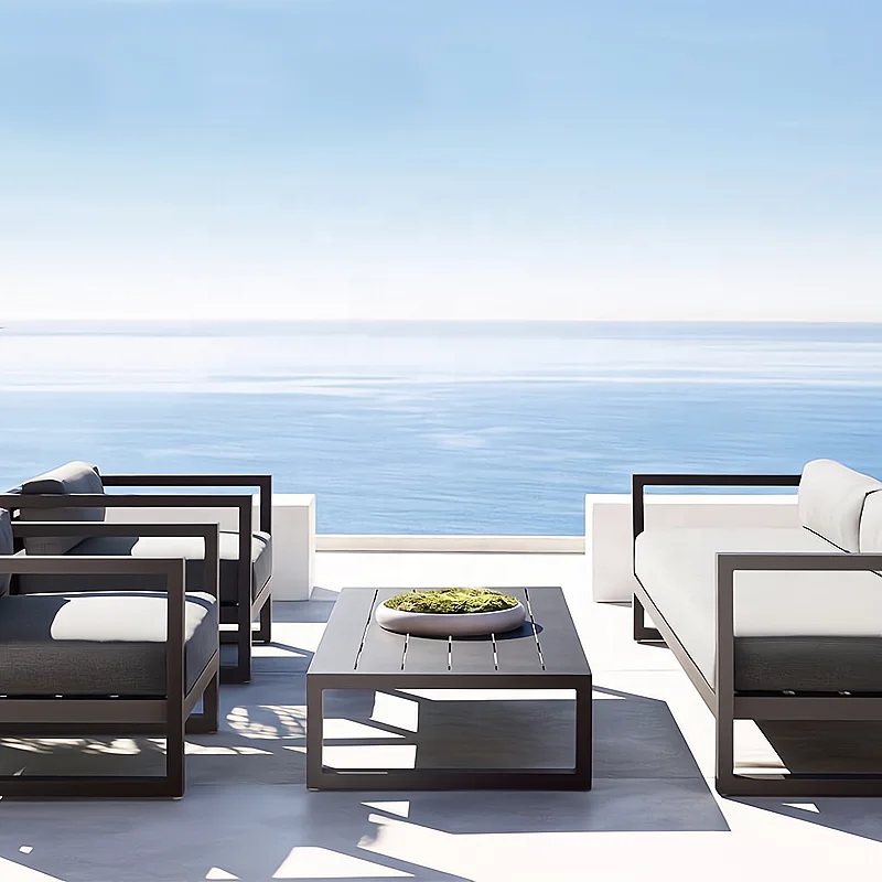 

Nordic Style Minimally Designed Patio Sofa Outdoor Soft Fabric Courtyard Garden Furniture Aluminum Frame Patio Sofa Set