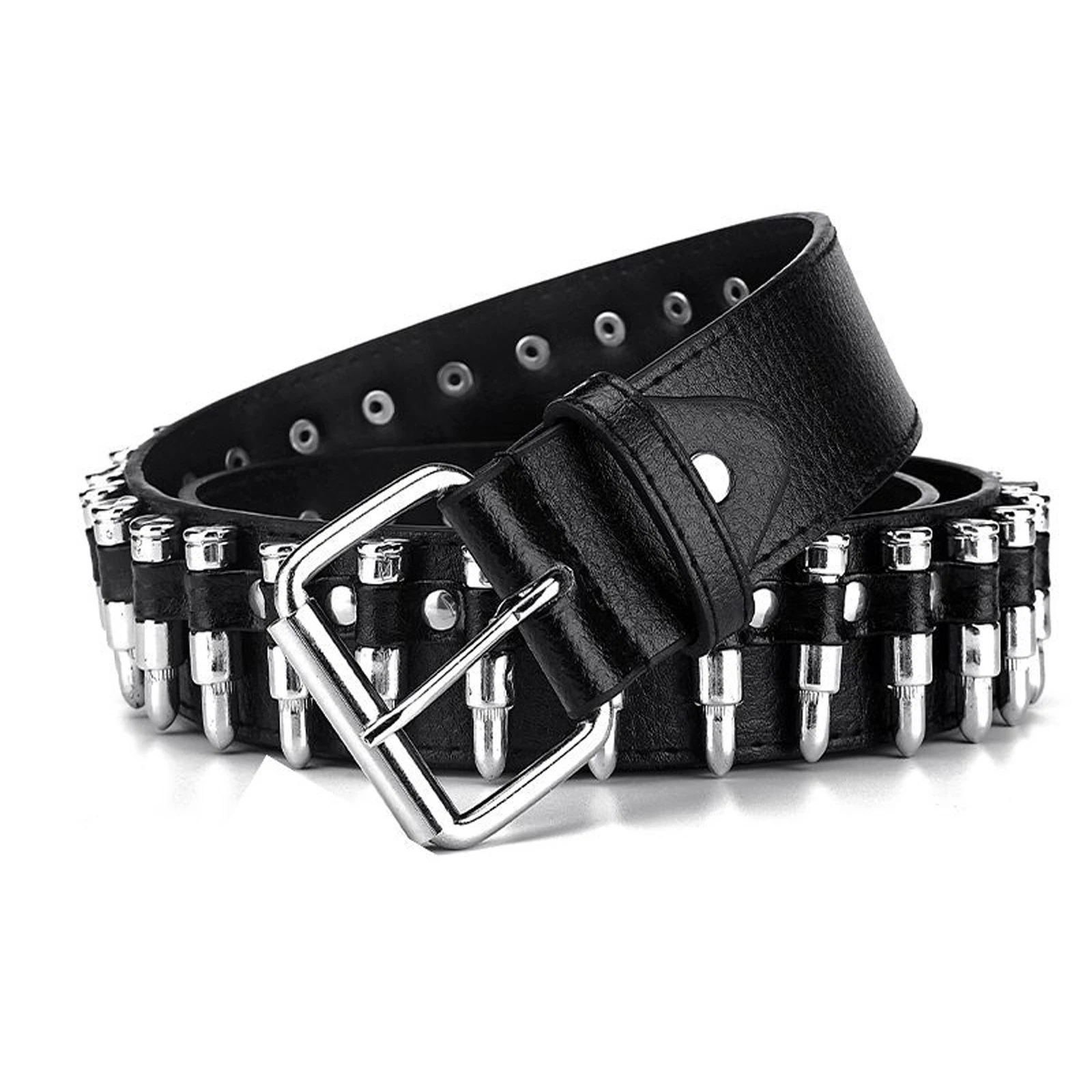 New Women Men Waist Belt Punk Bullets Rivet Studded Imitation Leather Belt Hip Hop Rivet Belt For Jeans Black Hot Sale