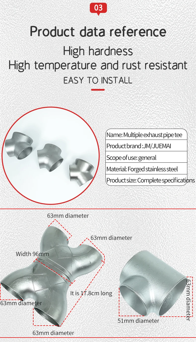 Autoteile 304 Edelstahl Y-Typ R-Typ Dreieck T-Stück 51 mm63mm76mm geschweißtes Rohr Auspuffrohr geschweißtes Schall dämpfer Verbindungs rohr – Detail 5