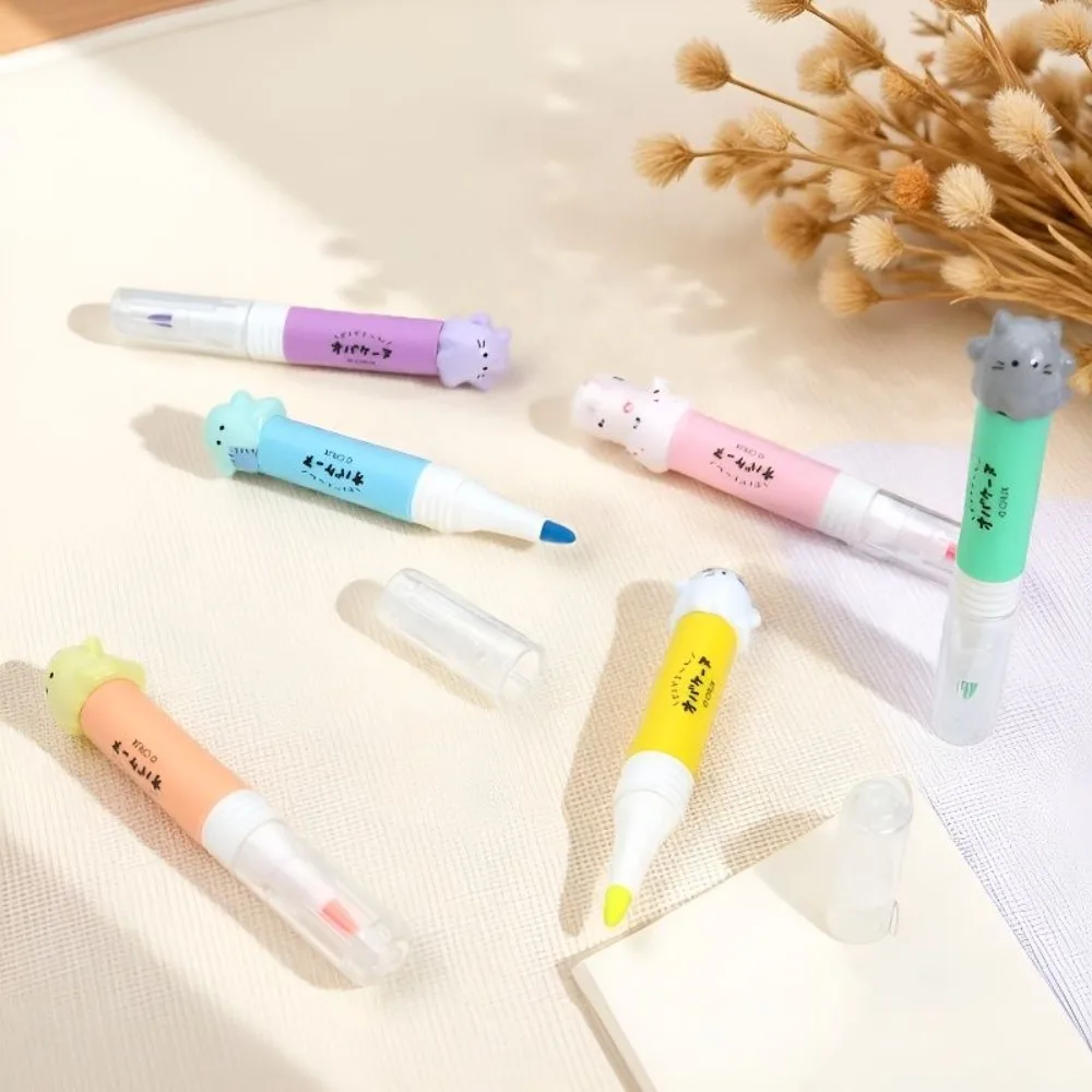 Kawaii Pastel Color Highlighters Drawing Art Markers Mini Fluorescent Pen Gift Stationery Cartoon Cute School Supplies For Kids