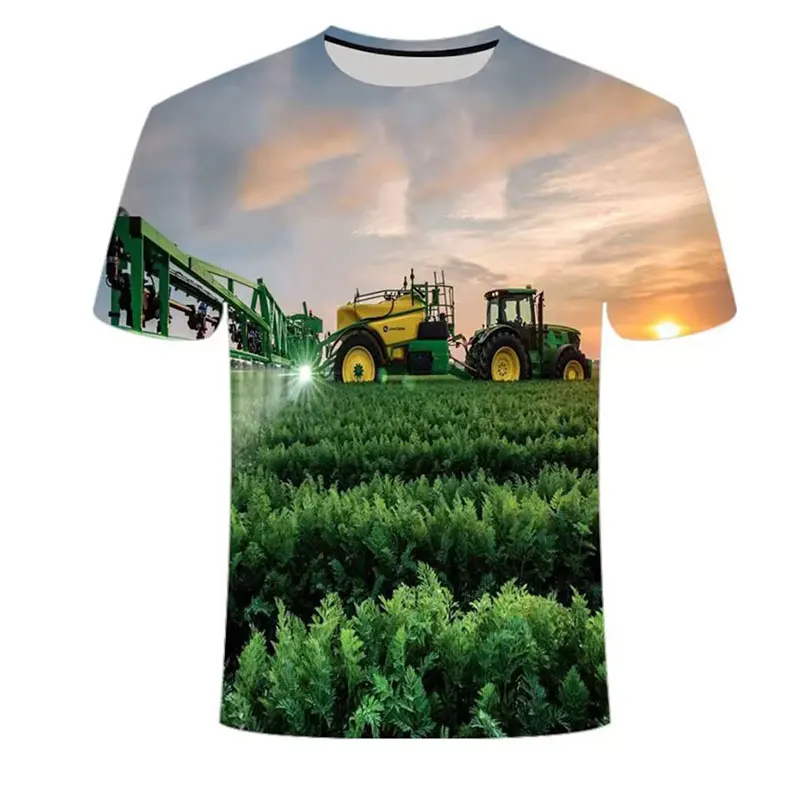 Summer Farm Harvester Personality Men'S 3d Hd T-Shirt Fashion Hip Hop O-Neck Short Sleeve Top Harajuku Creative Quality Clothing