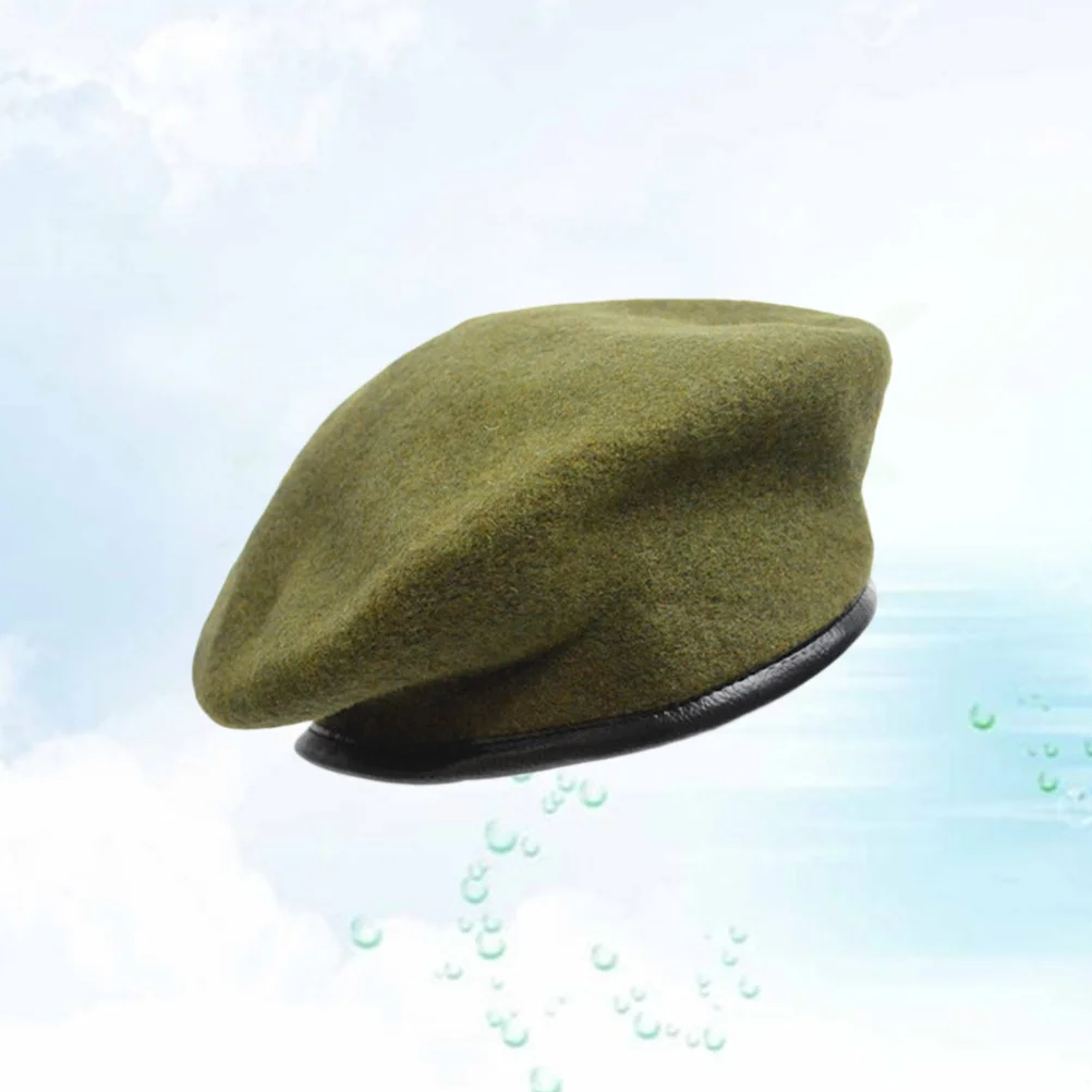 

Unisex Pure Wool Beret Hat Army Green Spring Autumn Warm Lightweight Driving Cap Sunscreen Peaked Hat Flax Beret Cap