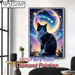 Cat 100% Fairy Dust Diamond Painting Kit Ainmal Full Diamond Embroidery Gift Cross Stitch AB Diamond Art Crystal Home Decoration