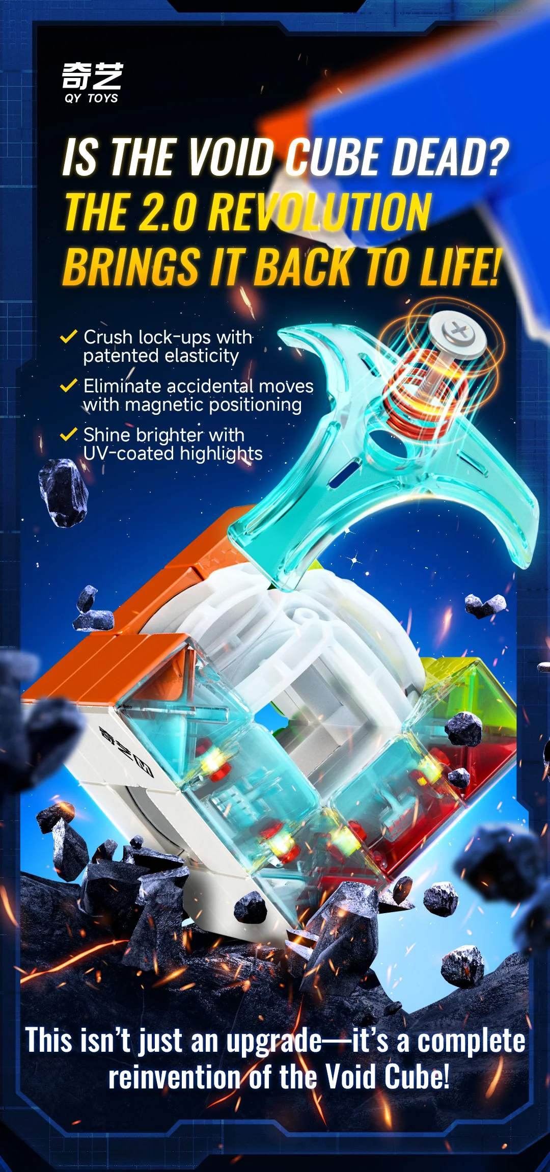 QiYi Magic Cube Speed Void Cube Hohl-Magnetischer UV-Puzzle M 3x3 Stressabbauendes Puzzlespiel Kinderspielzeug Geschenk – Detail 1