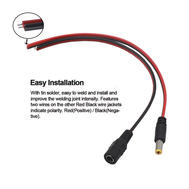 【5-1Set】5.5X2.1MM 12V DC Connectors Male Female Jack Cable Wire Line Adapter Plug Power Supply