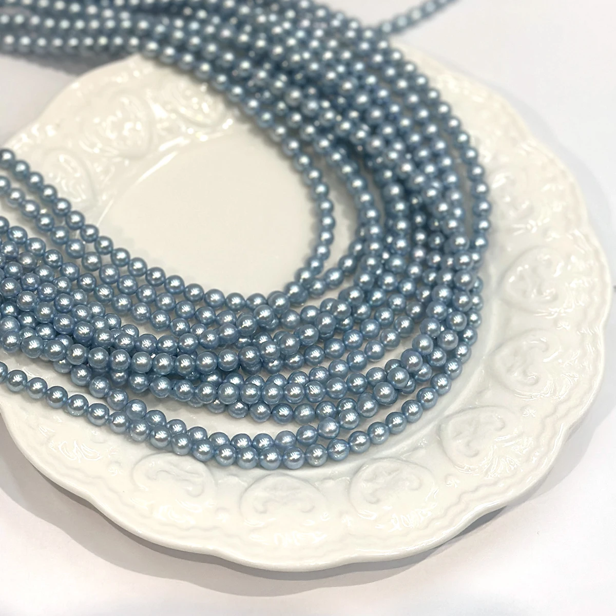 AAA Dyed Light Blue Near Round Natural Freshwater Pearl Strands 4-5mm Loose Pearl Beads for DIY Bracelet Necklace Jewelry Making