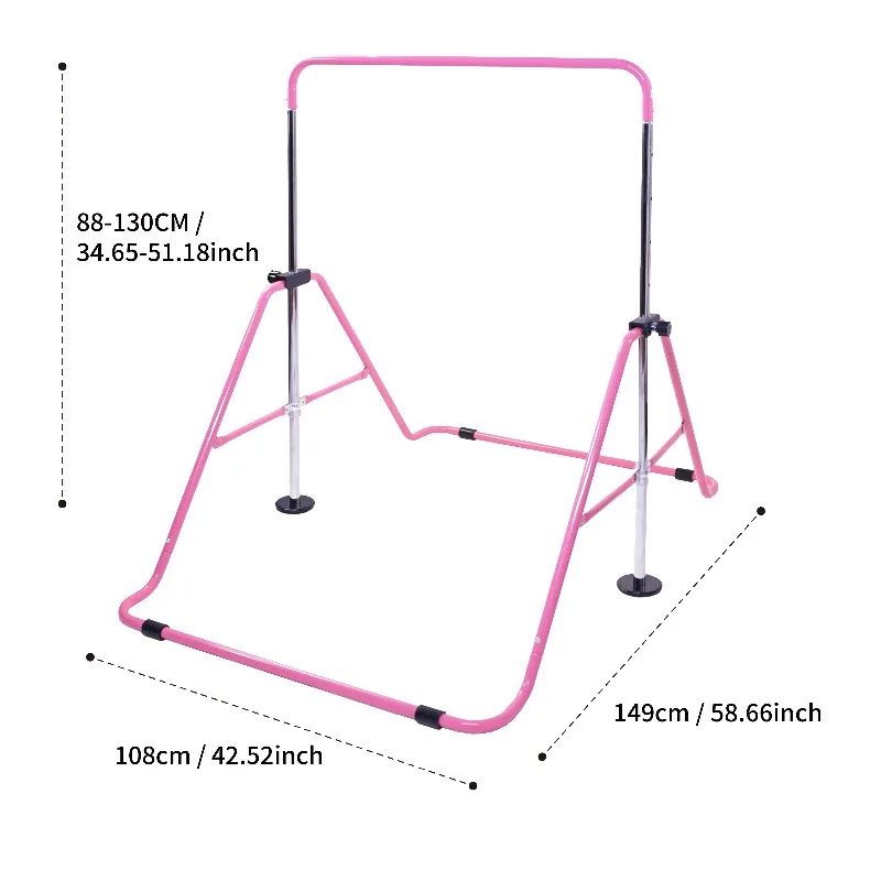 Adjustable height folding iron gymnastics rod, portable children's gymnastics training equipment, suitable for children's level