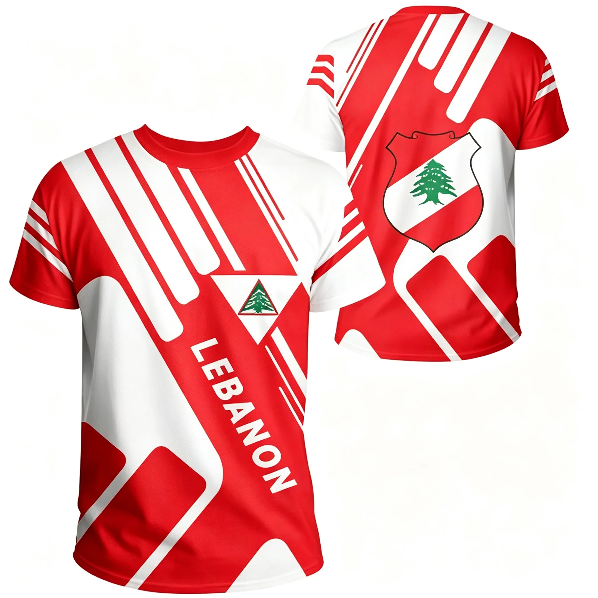 Men's comfortable sports football T-shirt, featuring the Lebanon team's printed design, a fan jersey