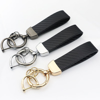 carbon fibre Car Keychain, Universal Key Chains, High Quality Universal Leather Car Keychain with Anti-Lost D-Ring Wholesale