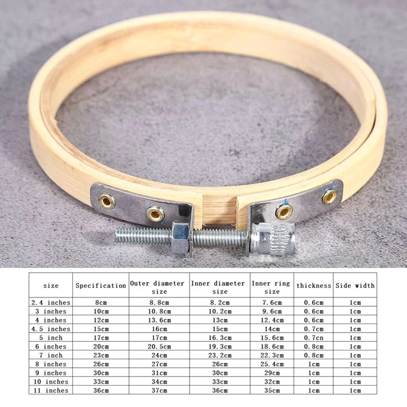 Nuovi strumenti per il cerchio del punto croce ecologici Benda per ricamo in bambù Kit da cucito per pittura ricamo fai-da-te regolabile