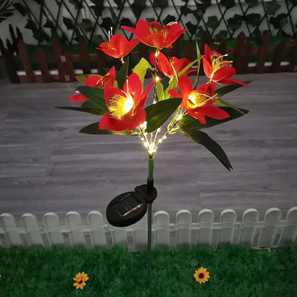 Solar Light LED Orchid Rose Lawn Lamp Outdoor IP65 Waterproof Garden Villa Aisle Corridor Christmas Decoration Lamp